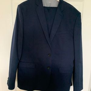 Express Sateen Cotton Suit Navy Set Jkt 46R Pants 36x32